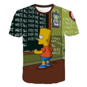 13 Simpson Anime and other cartoon 3d t shirts have round necks and short sleeves in the