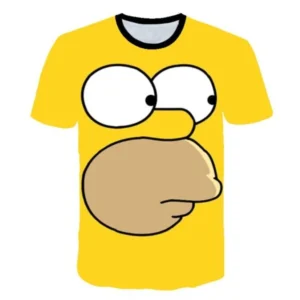 14 Simpson Anime and other cartoon 3d t shirts have round necks and short sleeves in the