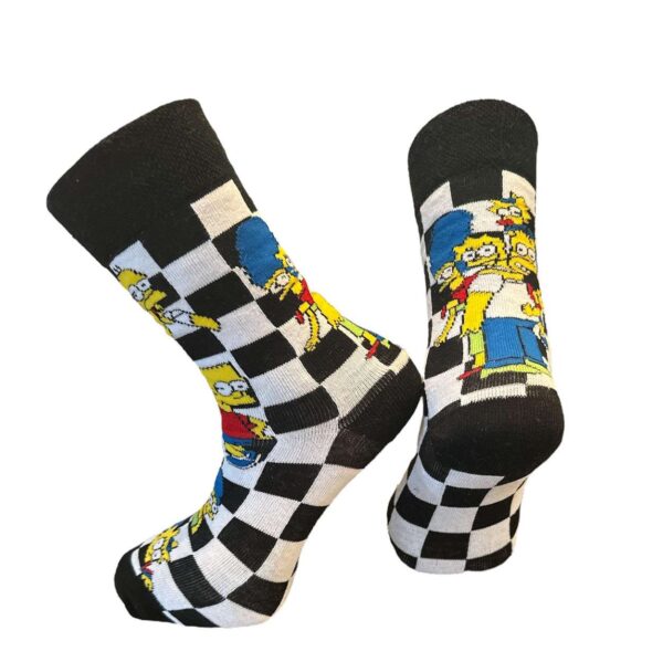 Simpsons Checkered Cartoon Character The Simpsons Socks (1)