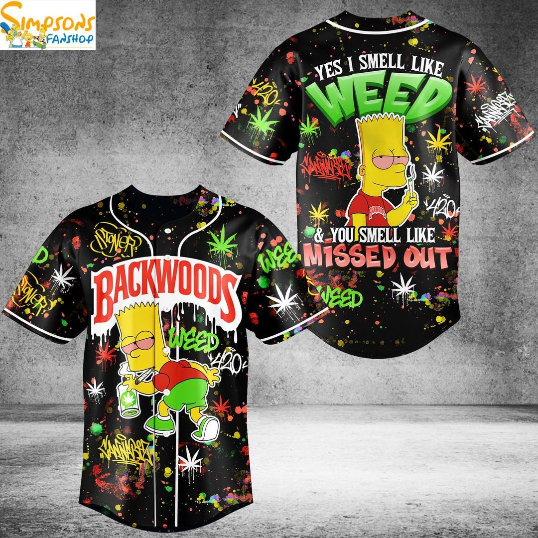 Bart Simpson Backwoods I Just Smoke Weed Funny 3D Baseball Shirt 1
