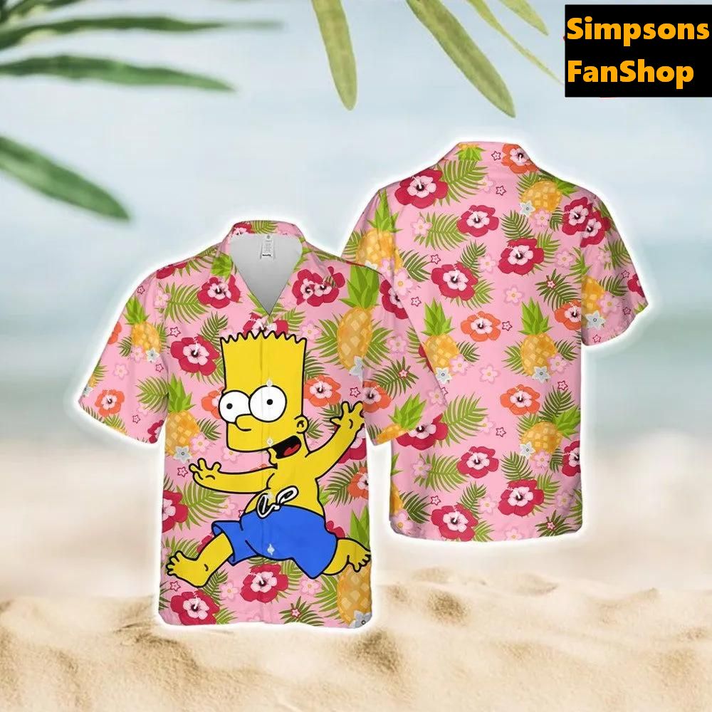 Funny Bart Simpson Hawaiian Shirt for Summer - Retro Cartoon T-Shirt Gift Bart Simpson Chap Hawaiian Summer Shirt