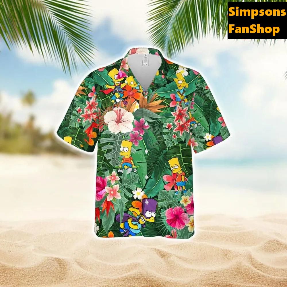 Vintage Bart Simpson Hawaiian Shirt - Retro Simpsons Aloha Shirt for Fans & Gift Bart Simpson Hawaiian Shirt, Simpsons Hawaiian Shirt