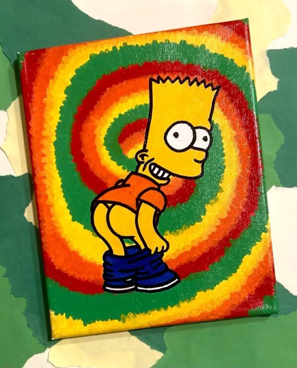 Bart Simpson Mooning Tye Dye Background for Wall Decor Room Decor Living Game Room Etc. Etsy Canada Mini canvas art Cute canvas paintings Cartoon art drawing 1
