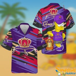 Crown Royal The Simpsons All Over Print 3D Aloha Summer Beach Purple Hawaiian Shirt T shirts Low P