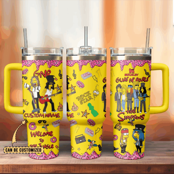 Guns N’ Roses x The Simpsons Music Custom Stanley Cup 40 oz Tumbler With Handle