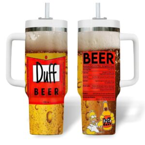 Homer Simpson Beer Tumbler 40Oz Disney Simpsons Duff Beer Tumbler Cup Disneyland Trip Tumbler With Straw Duff Beer Stainless Tumbler 1