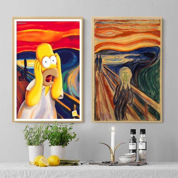 Homer Simpson Scream Canvas Art Print Poster For Home Decor Unframed 3