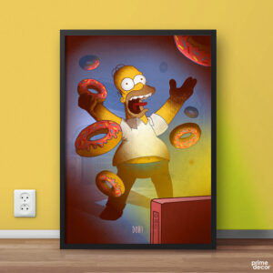 Homer Simpson Yelling With Donuts Funny Poster Wall Art 1