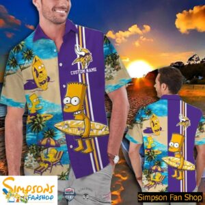 Hot Trend Personalized Minnesota Vikings Bart Simpson Hawaiian And Pants Combo