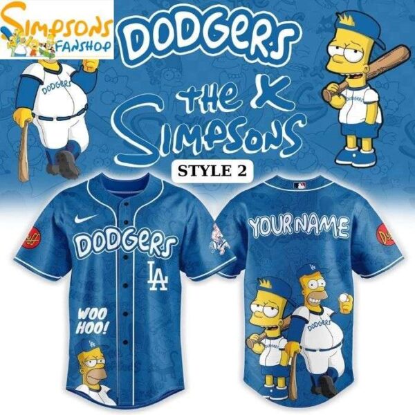 LA Dodgers The Simpson Homer and Bart Baseball Jersey
