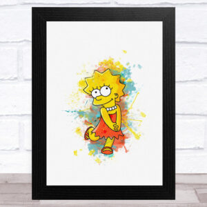 Lisa Simpson Watercolour Splatter The Simpsons Childrens Kids Wall Art Print 1