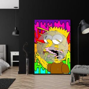 Melting Bart Simpson Printable Wall Art Abstract Pop Art Decor for Kids Room Retro Cartoon Artwork Digital Download 1