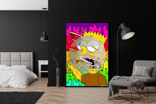 Melting Bart Simpson Printable Wall Art Abstract Pop Art Decor for Kids Room Retro Cartoon Artwork Digital Download 1