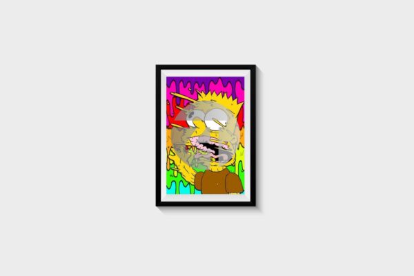 Melting Bart Simpson Printable Wall Art Abstract Pop Art Decor for Kids Room Retro Cartoon Artwork Digital Download 2