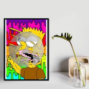 Melting Bart Simpson Printable Wall Art Abstract Pop Art Decor for Kids Room Retro Cartoon Artwork Digital Download 3