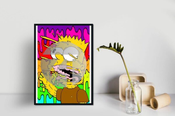 Melting Bart Simpson Printable Wall Art Abstract Pop Art Decor for Kids Room Retro Cartoon Artwork Digital Download 3