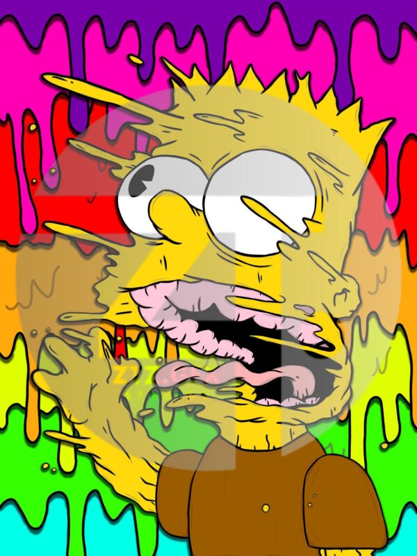 Melting Bart Simpson Printable Wall Art Abstract Pop Art Decor for Kids Room Retro Cartoon Artwork Digital Download 4