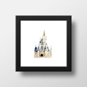 Minimal Disney World Cinderella Castle print WDW Magic Kingdom Disneyland illustration poster wall art digital painting 1