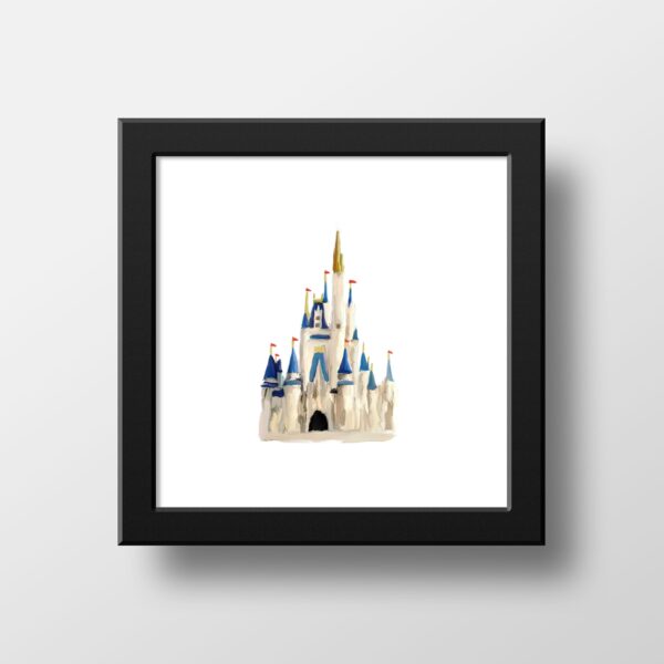 Minimal Disney World Cinderella Castle print WDW Magic Kingdom Disneyland illustration poster wall art digital painting 1
