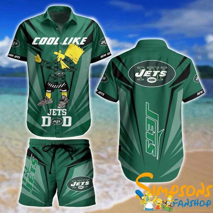 Bart Simpson New York Jets NFL Hawaiian Shirt & Shorts Set for Football Fans New York Jets NFL Hawaiian Shirt And Short Bart Simpson Hot Trends