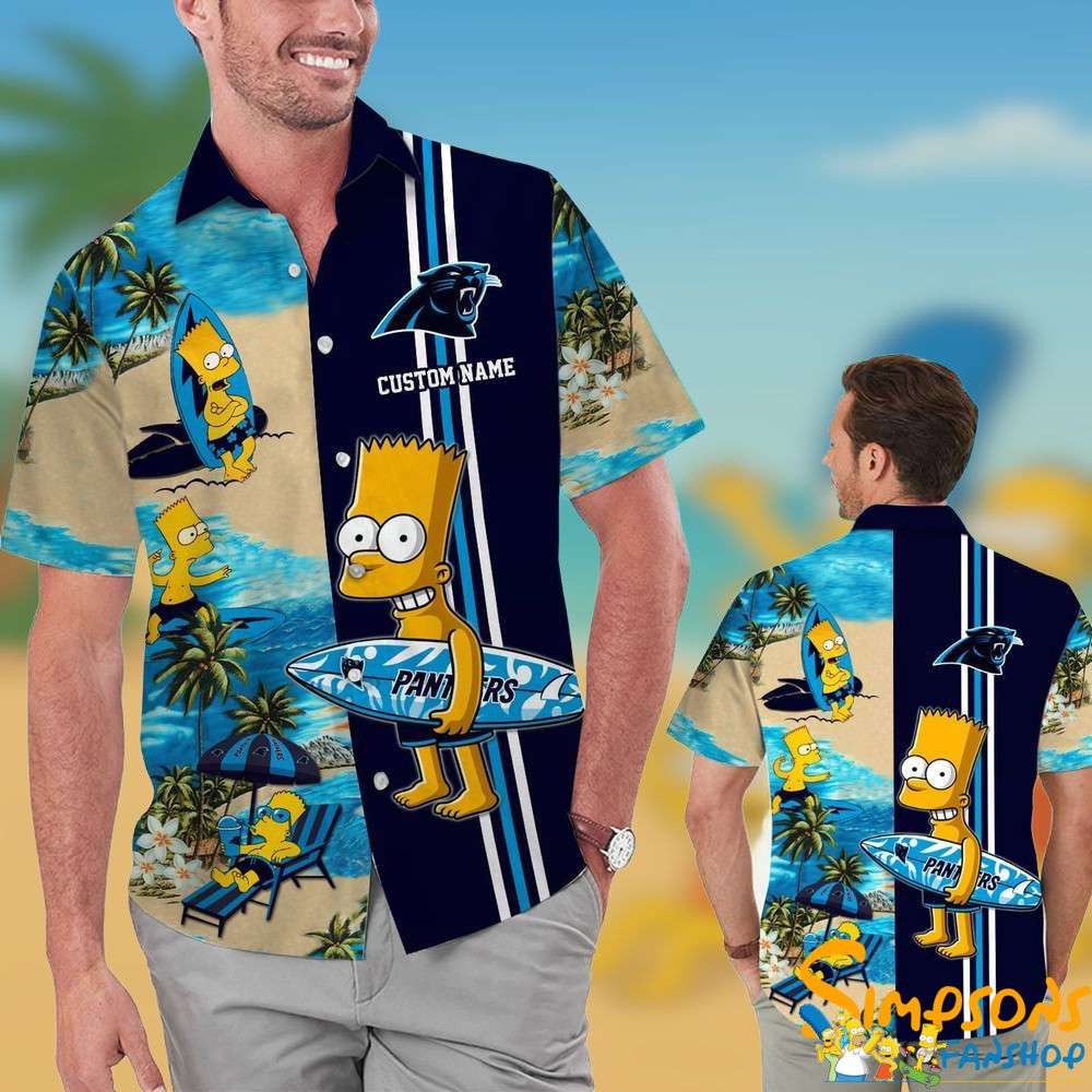 Simpsons Themed Carolina Panthers Hawaiian Shirt for Football Fans Gift Personalized Carolina Panthers Simpsons Hawaiian Shirt KDHYPE