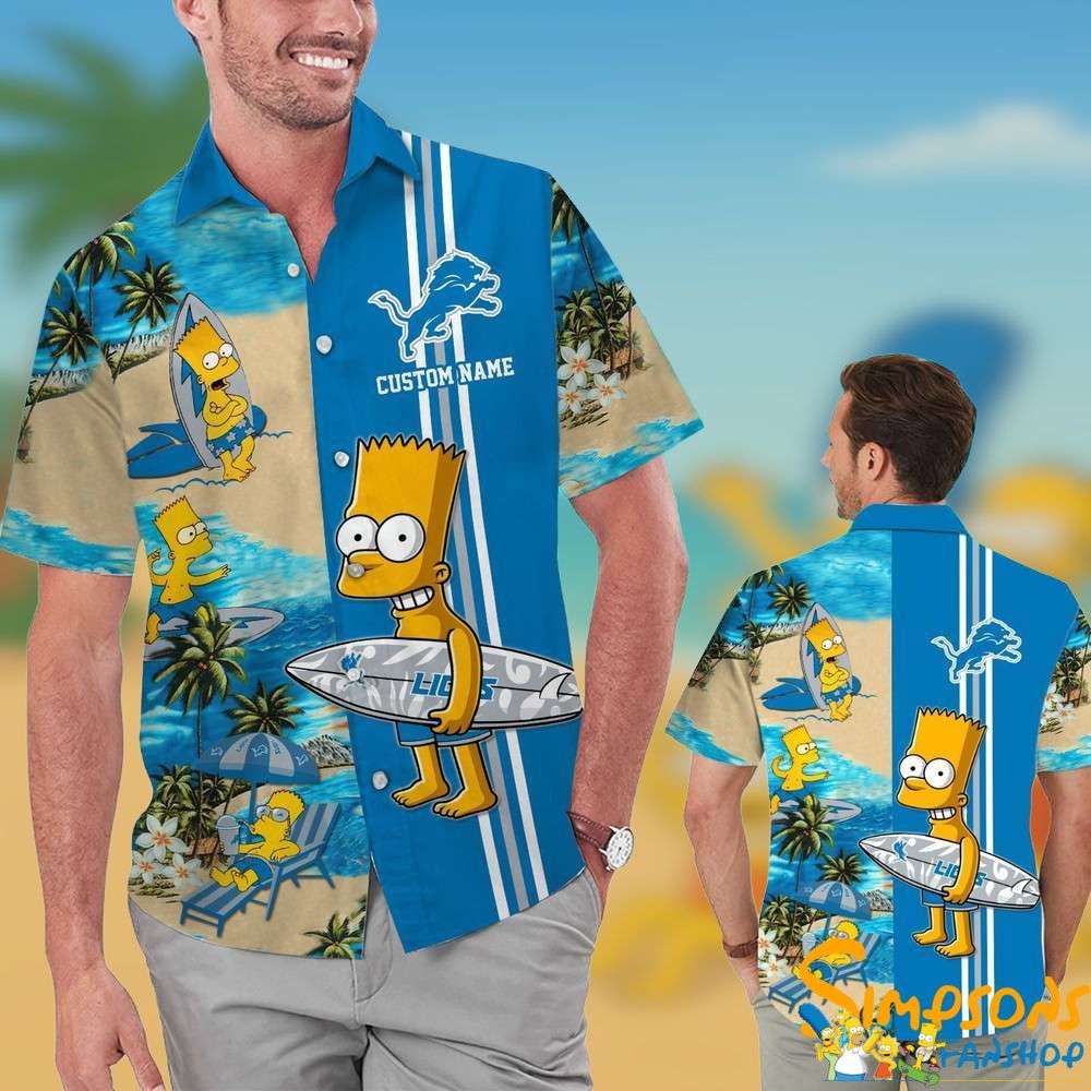 Detroit Lions Simpsons Crossover Hawaiian Shirt for NFL Fans and Cartoon Lovers Personalized Detroit Lions Simpsons Hawaiian Shirt KDHYPE