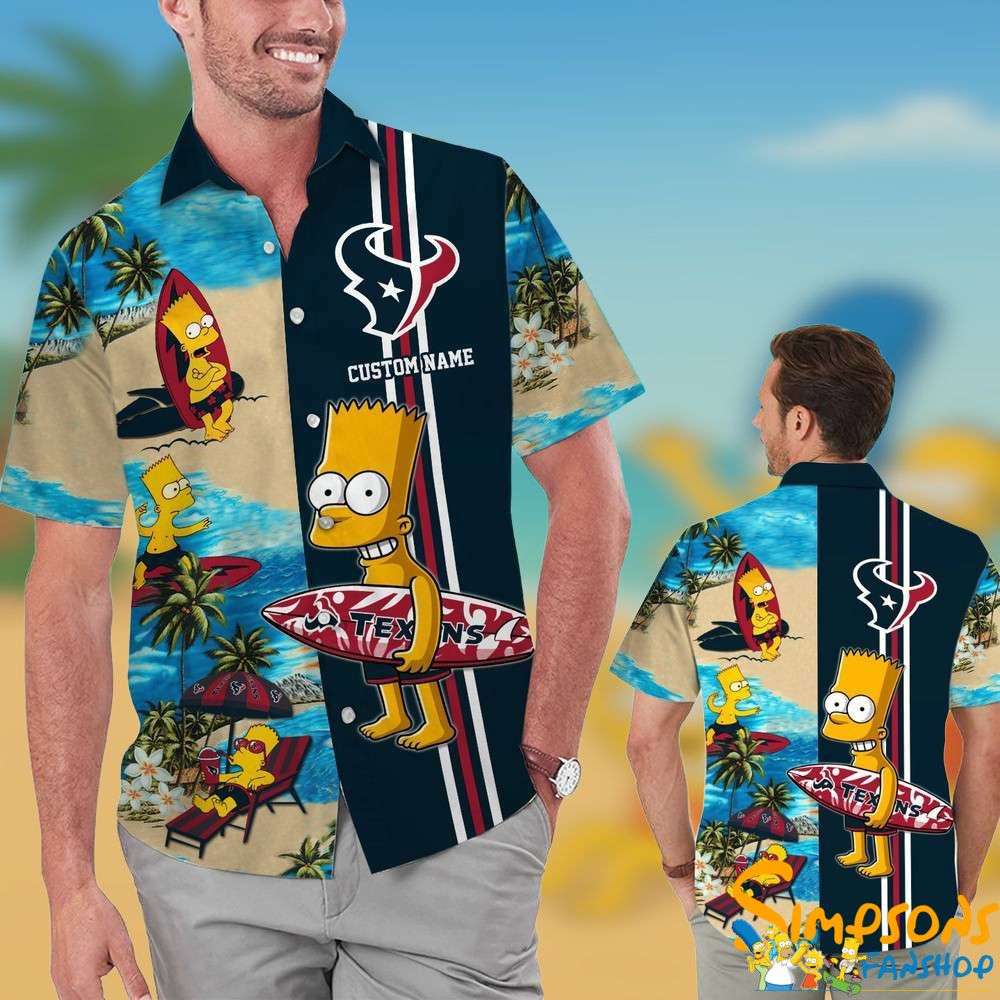 Simpsons Themed Houston Texans Hawaiian Shirt for NFL Fans & Cartoon Lovers Personalized Houston Texans Simpsons Hawaiian Shirt KDHYPE