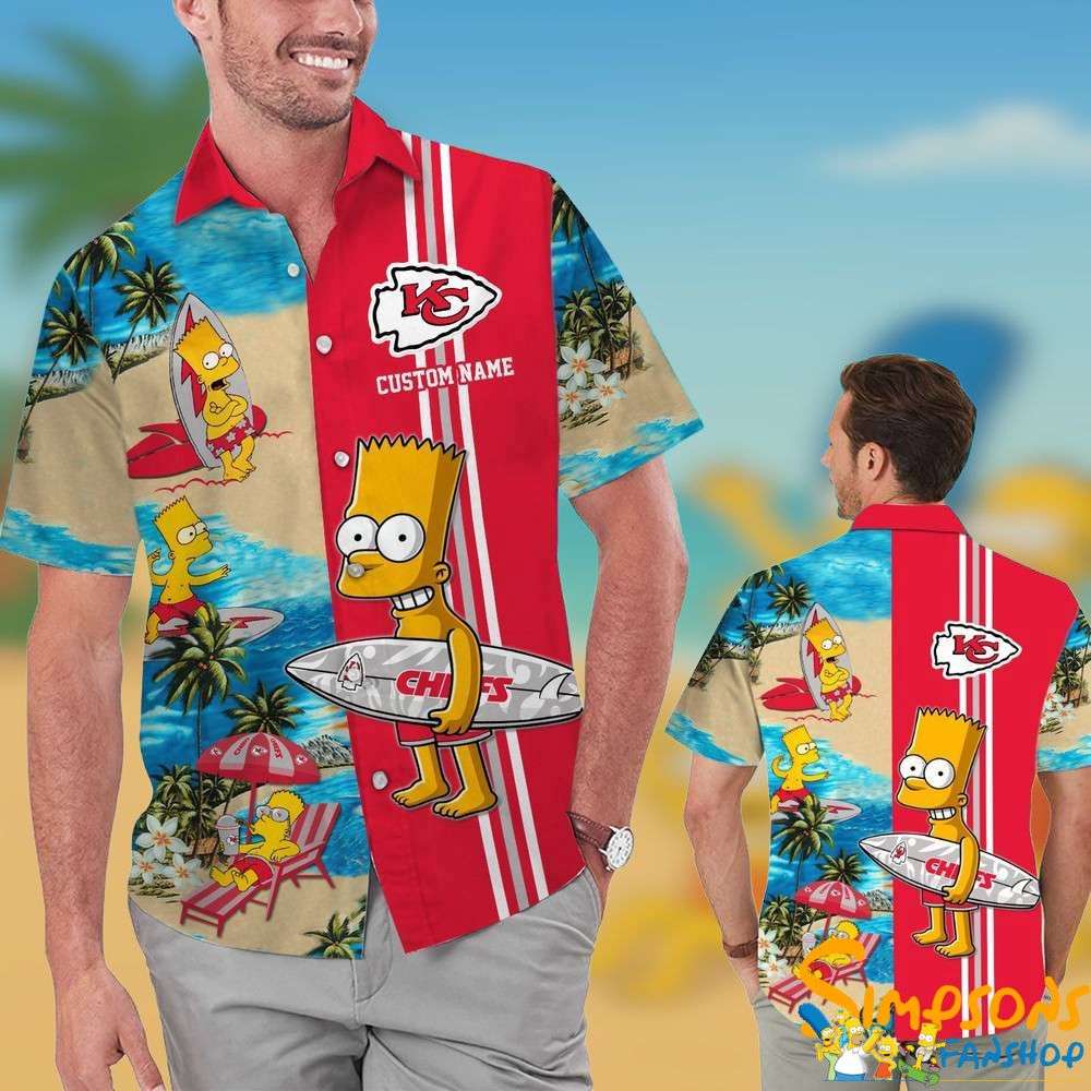 Kansas City Chiefs Themed Simpsons Hawaiian Shirt for Football Fans Personalized Kansas City Chiefs Simpsons Hawaiian Shirt KDHYPE