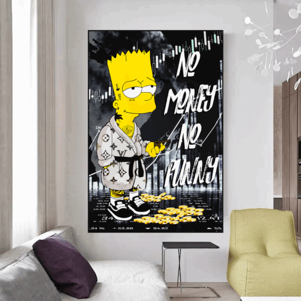 Simpsons No Money No Funny Canvas Wall Art 2