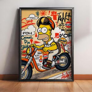 Simpsons Poster Homer Simpson Biker Graffiti Wall Art Pop Art Digital Download Cartoon Decor 1