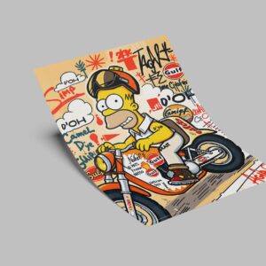Simpsons Poster Homer Simpson Biker Graffiti Wall Art Pop Art Digital Download Cartoon Decor 2