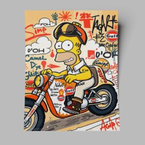 Simpsons Poster Homer Simpson Biker Graffiti Wall Art Pop Art Digital Download Cartoon Decor 6
