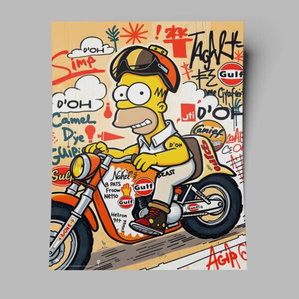Simpsons Poster Homer Simpson Biker Graffiti Wall Art Pop Art Digital Download Cartoon Decor 6