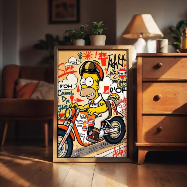 Simpsons Poster Homer Simpson Biker Graffiti Wall Art Pop Art Digital Download Cartoon Decor 7