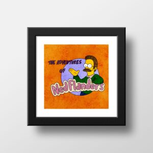 The Simpsons Adventures of Ned Flanders Watercolour Print, Watercolor Illustration Print Wall Art 21x21cm 1