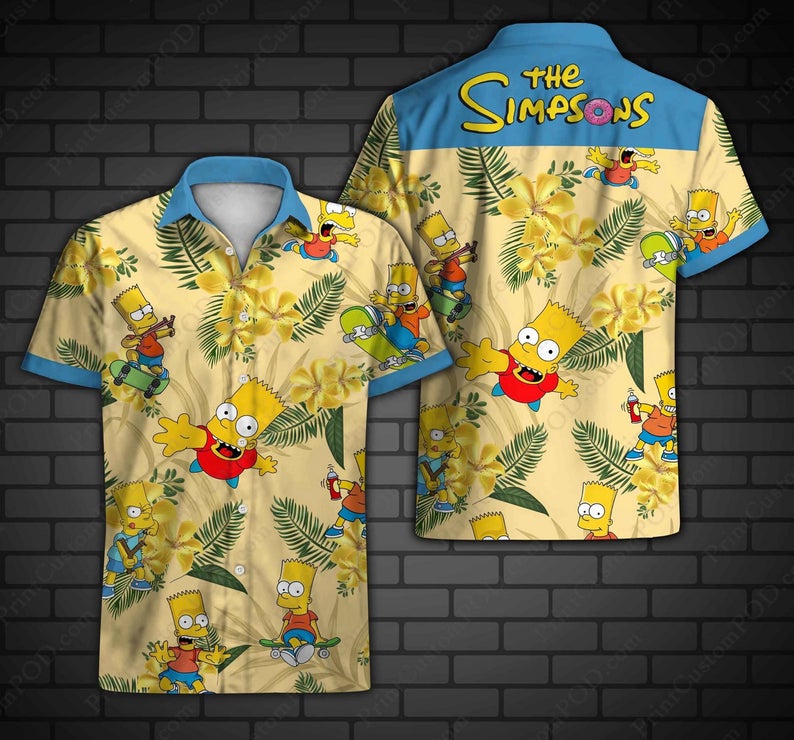 Vintage Bart Simpson Hawaiian Shirt - The Simpsons Retro Aloha Shirt for Fans The Simpsons Bart Simpson Hawaiian Shirt Hot Sale 2025 1