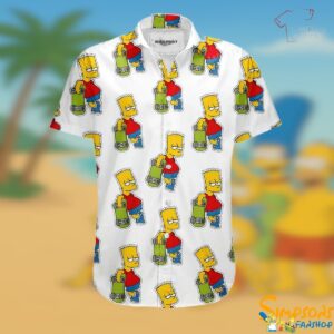The Simpsons Bart Skateboarding Hawaiian Shirt T shirts Low Price