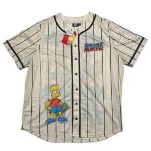 The Simpsons Bart Trouble Maker Baseball Jersey Mens Size 3X Pinstripes NWT 1