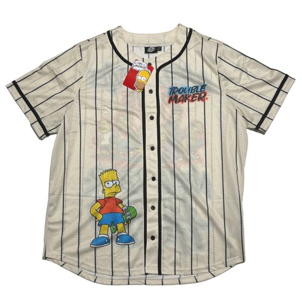The Simpsons Bart Trouble Maker Baseball Jersey Mens Size 3X Pinstripes NWT 1