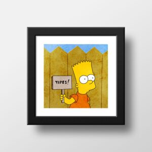 The Simpsons Bart Yipes Print, Treehouse of Horror Poster Watercolor Illustration Print Wall Art, Simpsons Art 21x21cm 1