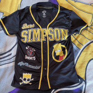 The Simpsons Black Gold Bart Simpson 89 Baseball Jersey Shirt Eat My Shorts Sm. 1