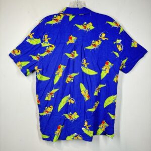 The Simpsons Button Up Hawaiian Shirt Sz M Purple Bart Milhouse Surfing Vtg 24