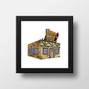 The Simpsons Flaming Moes Tavern Watercolour Print Watercolor Illustration Print Wall Art 21x21cm 1