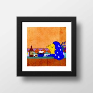 The Simpsons Marge Rancho Relaxo Print, Poster Watercolor Illustration Print Wall Art, Scenic Simpsons 21x21cm 1