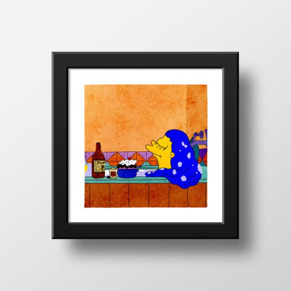 The Simpsons Marge Rancho Relaxo Print, Poster Watercolor Illustration Print Wall Art, Scenic Simpsons 21x21cm 1