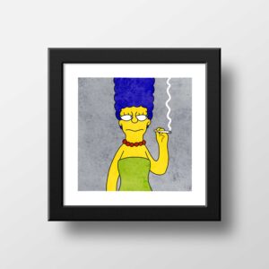 The Simpsons Marge on the Lam Print, Poster Watercolor Illustration Print Wall Art, Ruth Powers, Scenic Simpsons 21x21cm 1