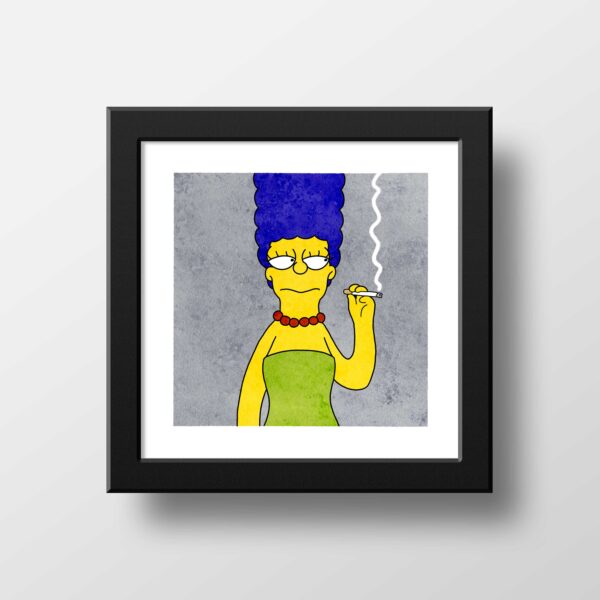 The Simpsons Marge on the Lam Print, Poster Watercolor Illustration Print Wall Art, Ruth Powers, Scenic Simpsons 21x21cm 1