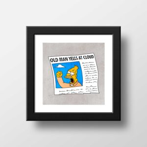 The Simpsons Old Man Yells at Cloud Grandpa Simpson Print Poster Watercolor Illustration Print Wall Art Simpsons Memes 21x21cm 1