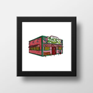 The Simpsons Uncle Moes Family Feedbag restaurant Watercolour Print Moes Tavern Watercolor Illustration Print Wall Art 21x21cm 1